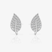 Silver Leaf Earrings, Rhodium Plated